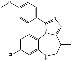 8-クロロ-5,6-ジヒドロ-1-(4-メトキシフェニル)-4-メチル-4H-[1,2,4]トリアゾロ[4,3-a][1,5]ベンゾジアゼピン 化学構造式