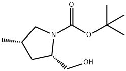 1-Pyrrolidinecarboxylic acid, 2-(hydroxymethyl)-4-methyl-, 1,1-dimethylethyl ester, (2S,4S)- Structure