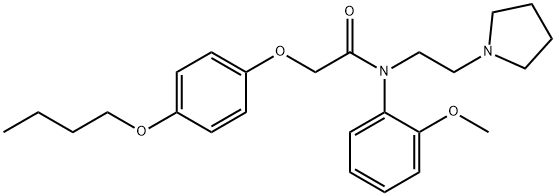2-(p-ブトキシフェノキシ)-N-(o-メトキシフェニル)-N-[2-(1-ピロリジニル)エチル]アセトアミド 化学構造式
