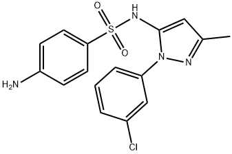 4-アミノ-N-[1-(3-クロロフェニル)-3-メチル-1H-ピラゾール-5-イル]ベンゼンスルホンアミド 化学構造式