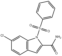 6-CHLORO-1-(PHENYLSULFONYL)-1H-INDOLE-2-CARBOXAMIDE 结构式