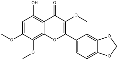 5-Hydroxy-3,7,8-trimethoxy-3',4'-methylenedioxyflavone Struktur