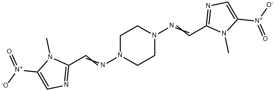 1,4-Bis[(1-methyl-5-nitro-1H-imidazol-2-yl)methyleneamino]piperazine Struktur
