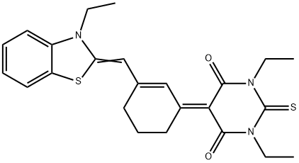 1,3-DIETHYL-5-(3-[(Z)-(3-ETHYL-1,3-BENZOTHIAZOL-2(3H)-YLIDENE)METHYL]CYCLOHEX-2-EN-1-YLIDENE)-2-THIOXODIHYDROPYRIMIDINE-4,6(1H,5H)-DIONE Struktur