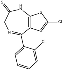 7-chloro-5-(2-chlorophenyl)-1,3-dihydro-2H-thieno-(2,3-e)-(1,4)-diazepine-2-thione Structure