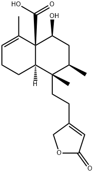 1,2,3,4,4a,7,8,8a-オクタヒドロ-1-[2-(2,5-ジヒドロ-5-オキソフラン-3-イル)エチル]-4-ヒドロキシ-1,2,5-トリメチルナフタレン-4a-カルボン酸 化学構造式