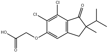 (6,7-ジクロロ-2-イソプロピル-2-メチル-1-オキソインダン-5-イル)オキシ酢酸 化学構造式