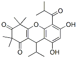 4,9-Dihydro-6,8-dihydroxy-2,2,4,4-tetramethyl-9-(1-methylethyl)-5-(2-methyl-1-oxopropyl)-1H-xanthene-1,3(2H)-dione Struktur