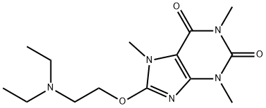8-[2-(ジエチルアミノ)エトキシ]-3,7-ジヒドロ-1,3,7-トリメチル-1H-プリン-2,6-ジオン 化学構造式