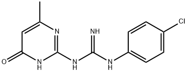 N-(4-クロロフェニル)-N'-(6-メチル-4-ヒドロキシ-2-ピリミジニル)グアニジン 化学構造式