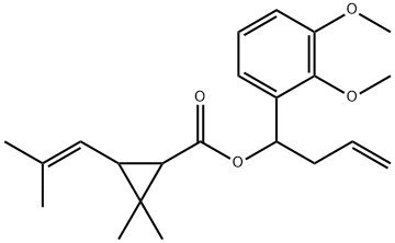 1-(2,3-dimethoxyphenyl)but-3-enyl 2,2-dimethyl-3-(2-methylprop-1-enyl) cyclopropane-1-carboxylate Struktur