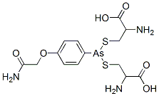 2-amino-3-[(2-amino-2-carboxy-ethyl)sulfanyl-[4-(carbamoylmethoxy)phen yl]arsanyl]sulfanyl-propanoic acid Struktur