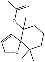 6,10,10-トリメチル-1-オキサスピロ[4.5]デカ-3-エン-6-オールアセタート 化学構造式