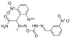 N-[(3-nitrophenyl)methylideneamino]-2-[[(3-nitrophenyl)methylideneamin o]carbamoylmethyl-nitroso-amino]acetamide 化学構造式