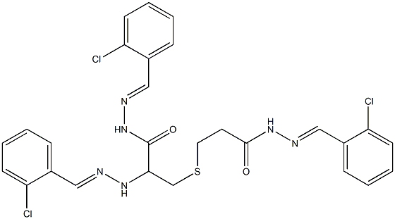 N-[(2-chlorophenyl)methylideneamino]-3-[2-[[(2-chlorophenyl)methyliden eamino]carbamoyl]ethylsulfanyl]propanamide Struktur