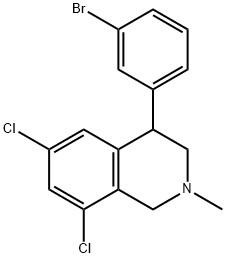 4-(3-溴苯基)-6,8-二氯-2-甲基-1,2,3,4-四氢异喹啉, 543737-10-6, 结构式