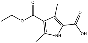 4-(エトキシカルボニル)-3,5-ジメチル-1H-ピロール-2-カルボン酸 化学構造式