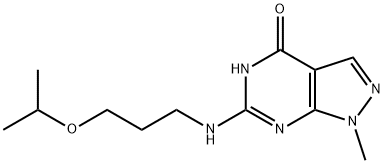 9-methyl-3-(3-propan-2-yloxypropylamino)-2,4,8,9-tetrazabicyclo[4.3.0] nona-1,3,6-trien-5-one Struktur