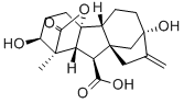 2β,4aα,7-トリヒドロキシ-1β-メチル-8-メチレンギバン-1α,10β-ジカルボン酸1,4a-ラクトン 化学構造式