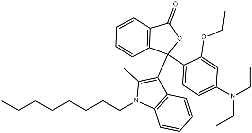 3-(2-乙氧基-4-二乙基氨基苯基)-3-(1-辛基-2-甲基吲哚-3-基)苯酞 结构式