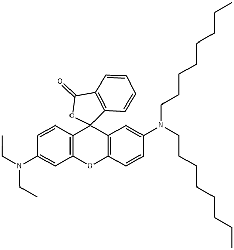 6'-(diethylamino)-2'-(dioctylamino)spiro[isobenzofuran-1(3H),9'-[9H]xanthene]-3-one Struktur