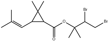 (3,4-dibromo-2-methyl-butan-2-yl) 2,2-dimethyl-3-(2-methylprop-1-enyl) cyclopropane-1-carboxylate 结构式