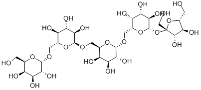 β-D-フルクトフラノシル6-O-[6-O-[6-O-(α-D-ガラクトピラノシル)-α-D-ガラクトピラノシル]-α-D-ガラクトピラノシル]-α-D-グルコピラノシド 化学構造式