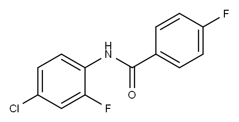 4-フルオロ-N-(2-フルオロ-4-クロロフェニル)ベンズアミド 化学構造式