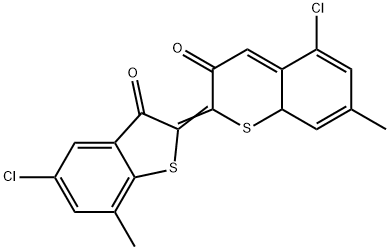 5-クロロ-2-(5-クロロ-7-メチル-3-オキソベンゾ[b]チオフェン-2(3H)-イリデン)-7-メチルベンゾ[b]チオフェン-3(2H)-オン 化学構造式