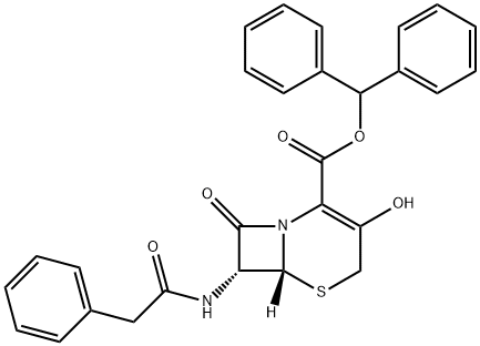 7フェニルアセトアミド-3ヒドロキシ-3-セフェム-4-カルボン酸　ジフェニルメチル　エステル 化学構造式