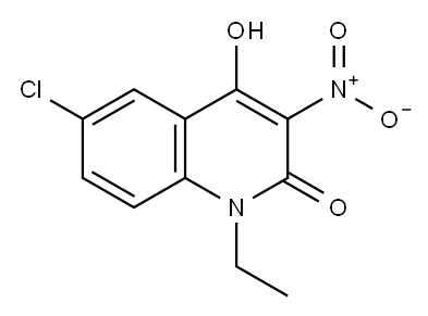 6-chloro-1-ethyl-4-hydroxy-3-nitro-1H-quinolin-2-one Struktur