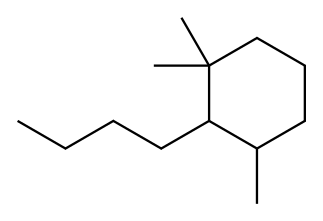 2-ブチル-1,1,3-トリメチルシクロヘキサン 化学構造式