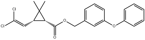 (1R)-2,2-ジメチル-3β-(2,2-ジクロロエテニル)シクロプロパン-1β-カルボン酸3-フェノキシベンジル 化学構造式
