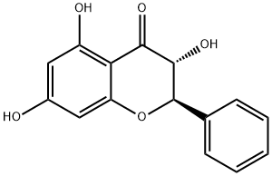 (2R)-2,3-ジヒドロ-3β,5,7-トリヒドロキシ-2α-フェニル-4H-1-ベンゾピラン-4-オン 化学構造式