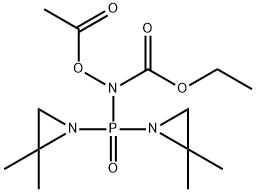 N-アセチルオキシ-N-[ビス(2,2-ジメチル-1-アジリジニル)ホスフィニル]カルバミン酸エチル 化学構造式