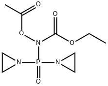 N-アセチルオキシ-N-[ビス(1-アジリジニル)ホスフィニル]カルバミン酸エチル 化学構造式