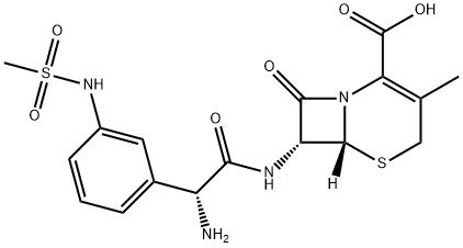 (6R,7R)-7-[[(2R)-2-アミノ-2-[3-[(メチルスルホニル)アミノ]フェニル]アセチル]アミノ]-3-メチル-8-オキソ-5-チア-1-アザビシクロ[4.2.0]オクタン-2-エン-2-カルボン酸 化学構造式