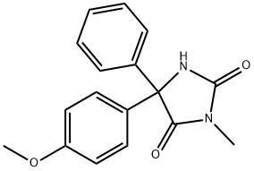 2,4-Imidazolidinedione, 5-(4-methoxyphenyl)-3-methyl-5-phenyl- Struktur