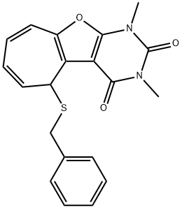 2H-Cyclohepta[4,5]furo[2,3-d]pyrimidine-2,4(3H)-dione,  1,5-dihydro-1,3-dimethyl-5-[(phenylmethyl)thio]-  (9CI) Structure
