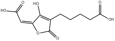 5-[(E)-Carboxymethylene]-2,5-dihydro-4-hydroxy-2-oxo-3-furanpentanoic acid Struktur