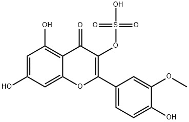 5,7-ジヒドロキシ-2-(4-ヒドロキシ-3-メトキシフェニル)-3-(スルホオキシ)-4H-1-ベンゾピラン-4-オン 化学構造式