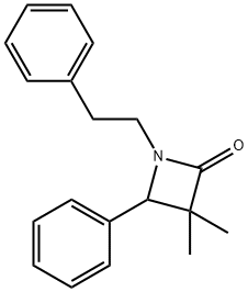 3,3-Dimethyl-4-phenyl-1-(2-phenylethyl)azetidin-2-one 结构式
