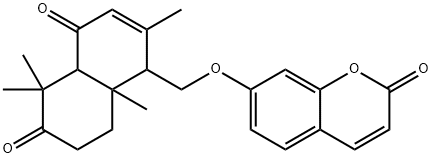 7-[(1,4,4a,5,6,7,8,8a-Octahydro-2,5,5,8a-tetramethyl-4,6-dioxonaphthalen-1-yl)methoxy]-2H-1-benzopyran-2-one Struktur