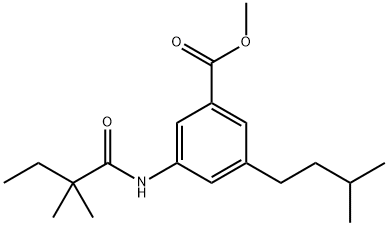 3-[(2,2-ジメチル-1-オキソブチル)アミノ]-5-(3-メチルブチル)安息香酸メチル 化学構造式