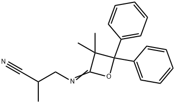 3-[(3,3-ジメチル-4,4-ジフェニルオキセタン-2-イリデン)アミノ]-2-メチルプロパンニトリル 化学構造式