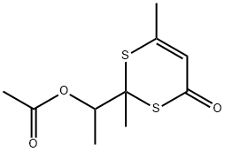 Acetic acid 1-(2,6-dimethyl-4-oxo-4H-1,3-dithiin-2-yl)ethyl ester Struktur