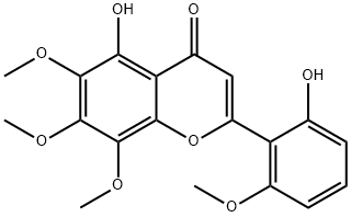 2-(2-ヒドロキシ-6-メトキシフェニル)-5-ヒドロキシ-6,7,8-トリメトキシ-4H-1-ベンゾピラン-4-オン 化学構造式