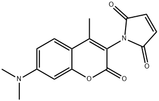 N-(二甲胺基-4-甲基香豆素基)顺丁烯二酰亚胺〔DACM〕 结构式