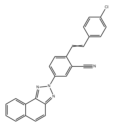 2-[2-(4-chlorophenyl)vinyl]-5-(2H-naphtho[1,2-d]triazol-2-yl)benzonitrile  Struktur