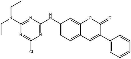 7-[[4-chloro-6-(diethylamino)-1,3,5-triazin-2-yl]amino]-3-phenyl-2-benzopyrone Struktur
